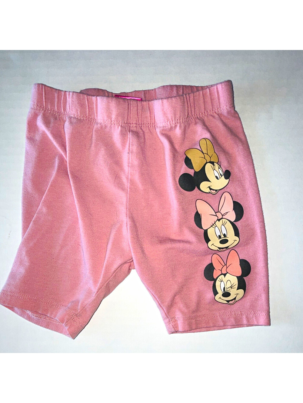 Disney Junior Minnie Mouse Girls Pink Cotton Knit Bike Shorts Elastic Waist 5